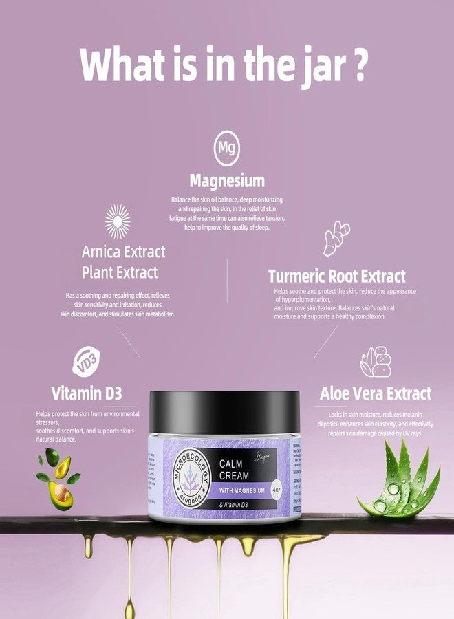 Crogooe Magnesium Cream for Sleep - Moisturizing Nighttime Magnesium Lotion,Hydrating Dry Skin On Body, With Vitamin E,Safe for Kids - 4 OZ (Lavender) - Image 2